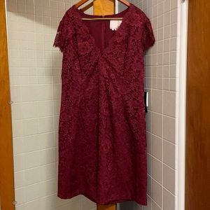 Burgundy Lace Mini Dress Size 16